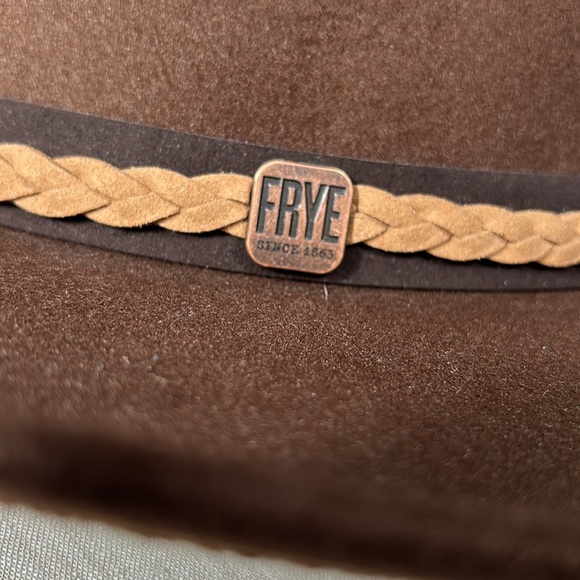 Frye Mens Brown with Tan Trim Fedora / Cowboy Hat - Picture 7 of 14